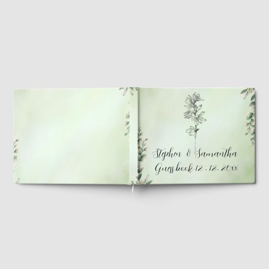 Wedding Guest Book, Personalized Linen Wedding  ゲストブック (全面)