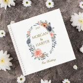 Wedding Guest Book with Soft Peach & Blue Flowers ノートブック