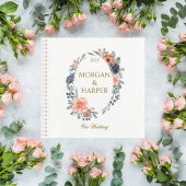 Wedding Guest Book with Soft Peach & Blue Flowers ノートブック