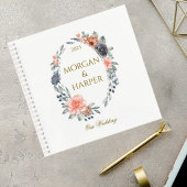 Wedding Guest Book with Soft Peach & Blue Flowers ノートブック