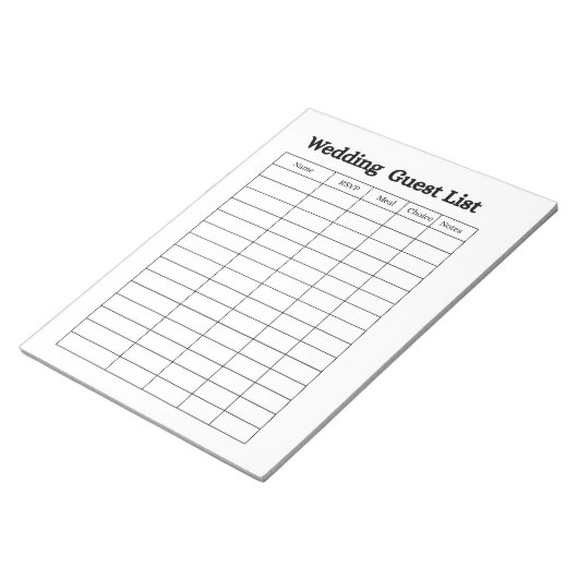 Wedding Guest List Notepad  ノートパッド (アングル)