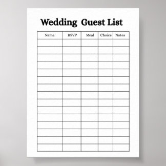 Wedding Guest List Organizer Poster ポスター