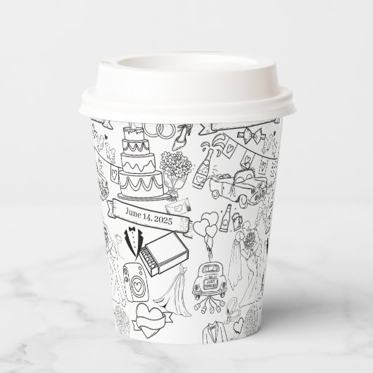 Wedding Hand Drawn Design Coffee Cups 紙コップ (裏面)