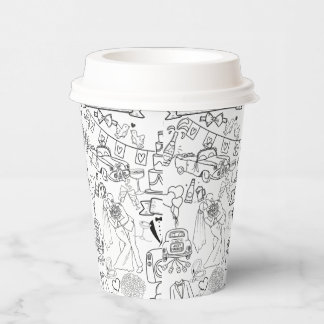 Wedding Hand Drawn Design Coffee Cups 紙コップ