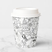 Wedding Hand Drawn Design Coffee Cups 紙コップ (正面)