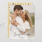 Wedding hand sketched mustard striped 招待状 (正面/裏面)