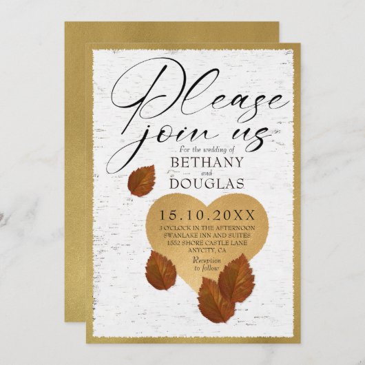 Wedding-Heart Carving Invitation 招待状 (正面/裏面)