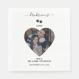 Wedding Heart Photo Couple Pet Dog Drinks on Us スタンダードランチョンナプキン