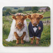Wedding Highland Cows in a Pasture マウスパッド (正面)
