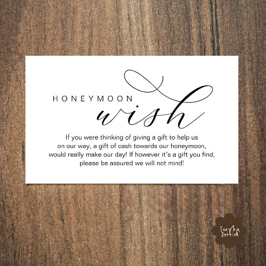 Wedding Honeymoon Wish, Fund, Minimal Clean エンクロージャーカード