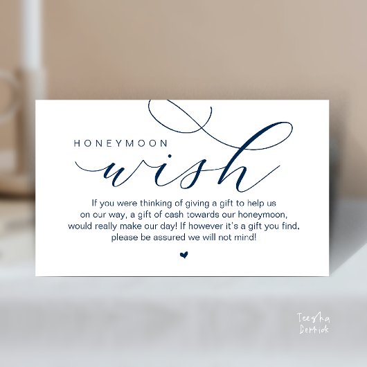Wedding Honeymoon Wish, Modern elegance minimal エンクロージャーカード