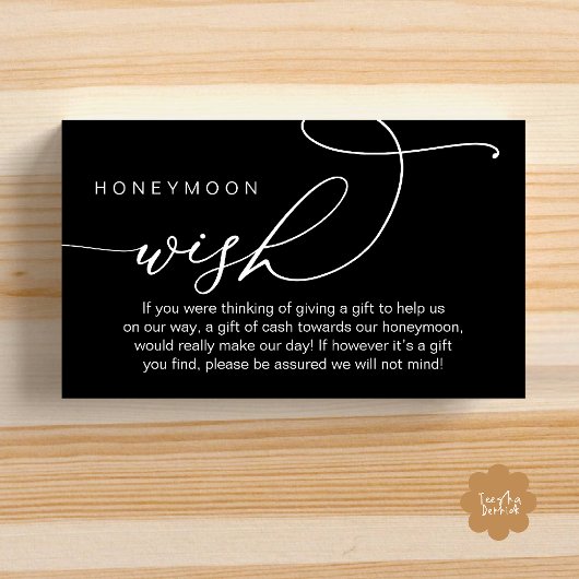 Wedding Honeymoon Wish, Wishing Well Gifts in Cash エンクロージャーカード