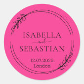 Wedding Hot Pink Fuchsia Color ラウンドシール (正面)