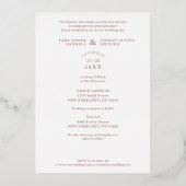 Wedding Initials 2 Photos Diamond Rose Gold Floral 箔招待状 (裏面)