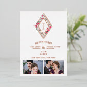 Wedding Initials 2 Photos Real Rose Gold Effect  箔招待状 (立ち正面)