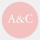 Wedding initials Cream and Pink ラウンドシール (正面)