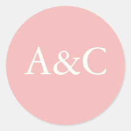 Wedding initials Cream and Pink ラウンドシール