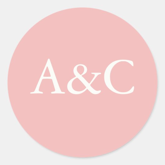 Wedding initials Cream and Pink ラウンドシール (正面)