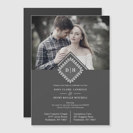 Wedding Initials Ornamental Lace Sophisticated (正面/裏面)