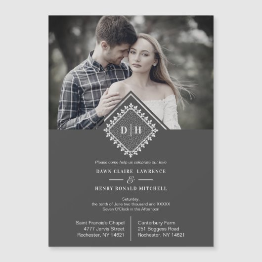 Wedding Initials Ornamental Lace Sophisticated (正面)