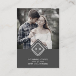 Wedding Initials Ornamental Lace Sophisticated エンクロージャーカード