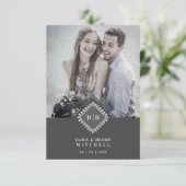 Wedding Initials Ornamental Lace Sophisticated サンキューカード (スタンド正面)