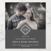 Wedding Initials Ornamental Lace Sophisticated ワインラベル (シングルラベル)