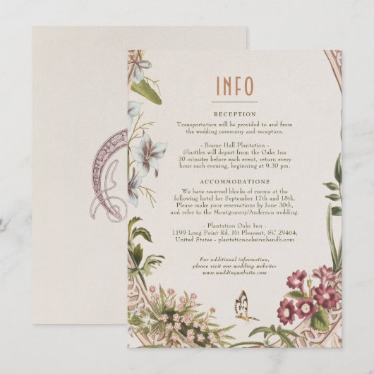 Wedding Insert INFO Vintage 招待状 (正面/裏面)