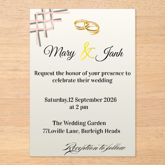 Wedding Invitation アクリル招待状 (正面)