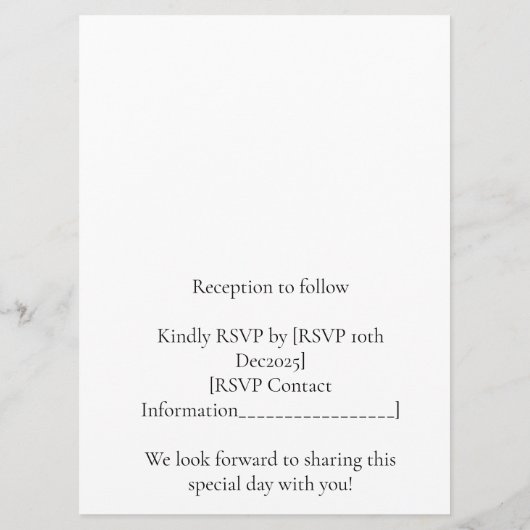 wedding Invitation プログラム (裏面)