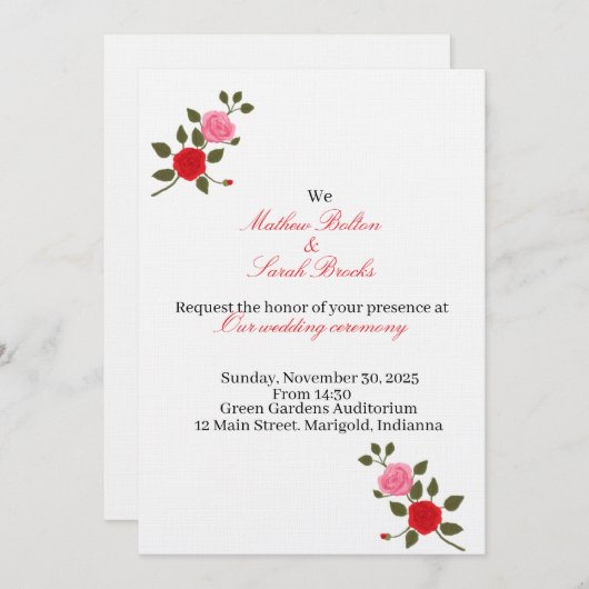 Wedding Invitation 招待状 (正面/裏面)