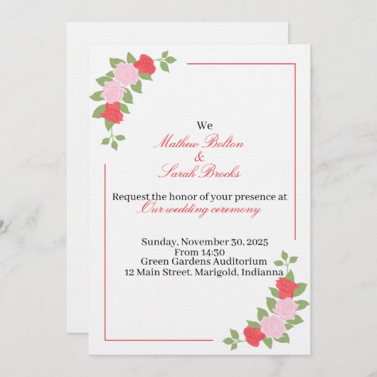 Wedding Invitation 招待状 (正面/裏面)