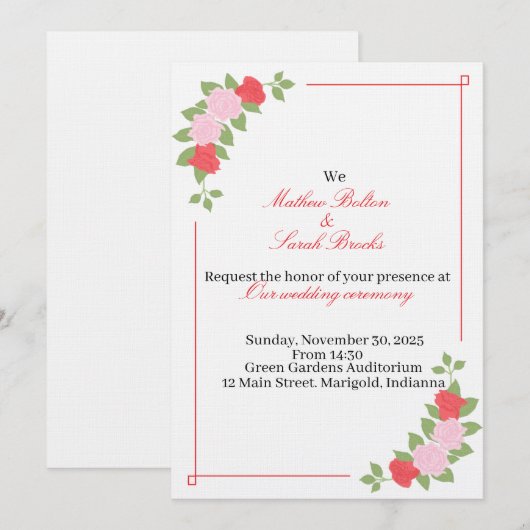 Wedding Invitation 招待状 (正面/裏面)