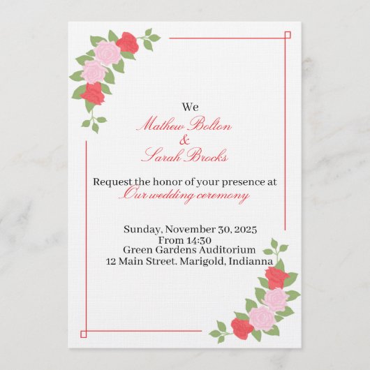 Wedding Invitation 招待状 (正面)