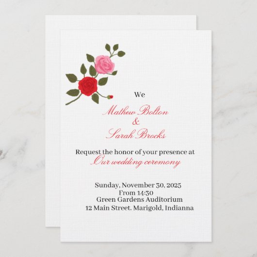 Wedding Invitation 招待状 (正面/裏面)