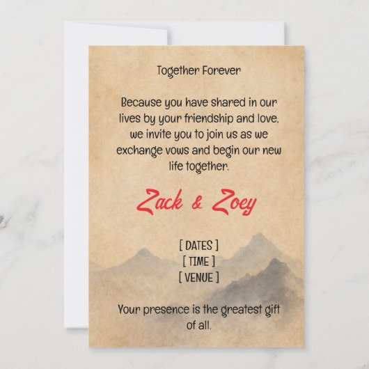 Wedding Invitation  招待状 (裏面)