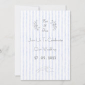 Wedding Invitation (12,7 x 17,8 cm) - Blue Stripes 招待状 (正面)
