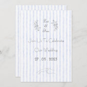 Wedding Invitation (12,7 x 17,8 cm) - Blue Stripes 招待状 (正面/裏面)