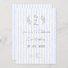 Wedding Invitation (12,7 x 17,8 cm) - Blue Stripes 招待状