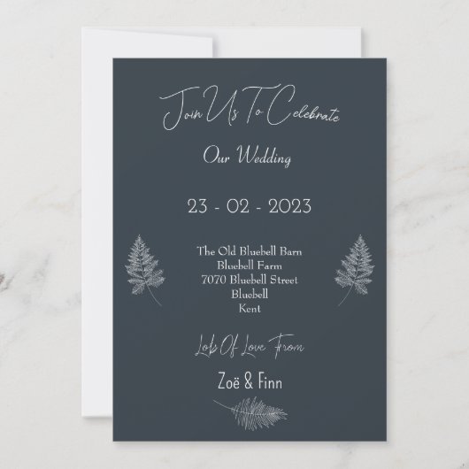 Wedding Invitation (12,7x17,8cm) - Blue And White  招待状 (正面)