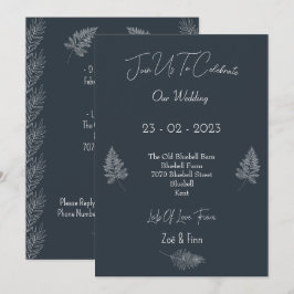 Wedding Invitation (12,7x17,8cm) - Blue And White 招待状