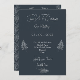Wedding Invitation (12,7x17,8cm) - Blue And White  招待状