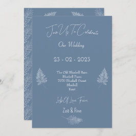 Wedding Invitation (12,7x17,8cm) - Blue And White 招待状