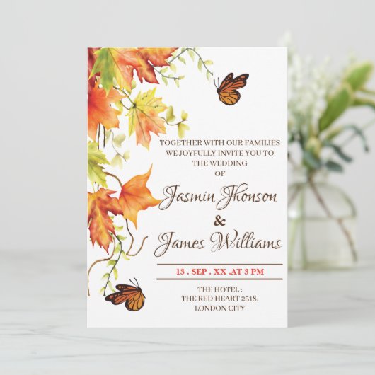  Wedding Invitation Autumn fflowers sample modern 招待状 (スタンド正面)