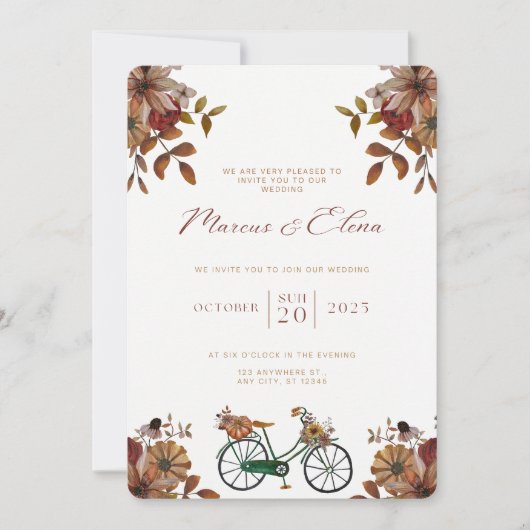 Wedding Invitation Beige Neutral Elegant Style 招待状 (正面)