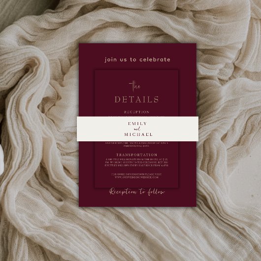 Wedding Invitation Belly Bands Elegant Personalize 招待状ベリーバンド