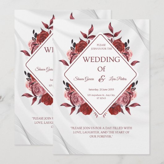 Wedding Invitation Black Gold Luxury Style 招待状 (正面/裏面)
