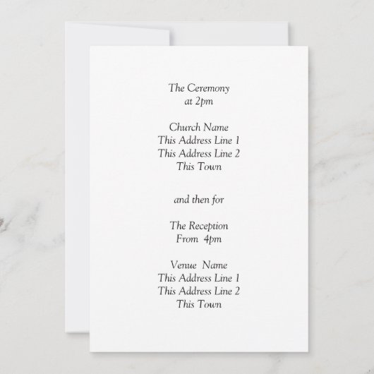 Wedding Invitation Black & White with Infinity 招待状 (裏面)