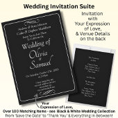 Wedding Invitation Black & White with Infinity 招待状