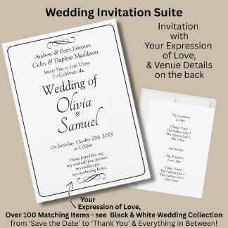 Wedding Invitation Black & White with Infinity 招待状